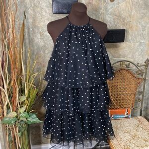 Kate Spade ♠️ BNWT stunning black-and-white polkadot sleeveless dress layers